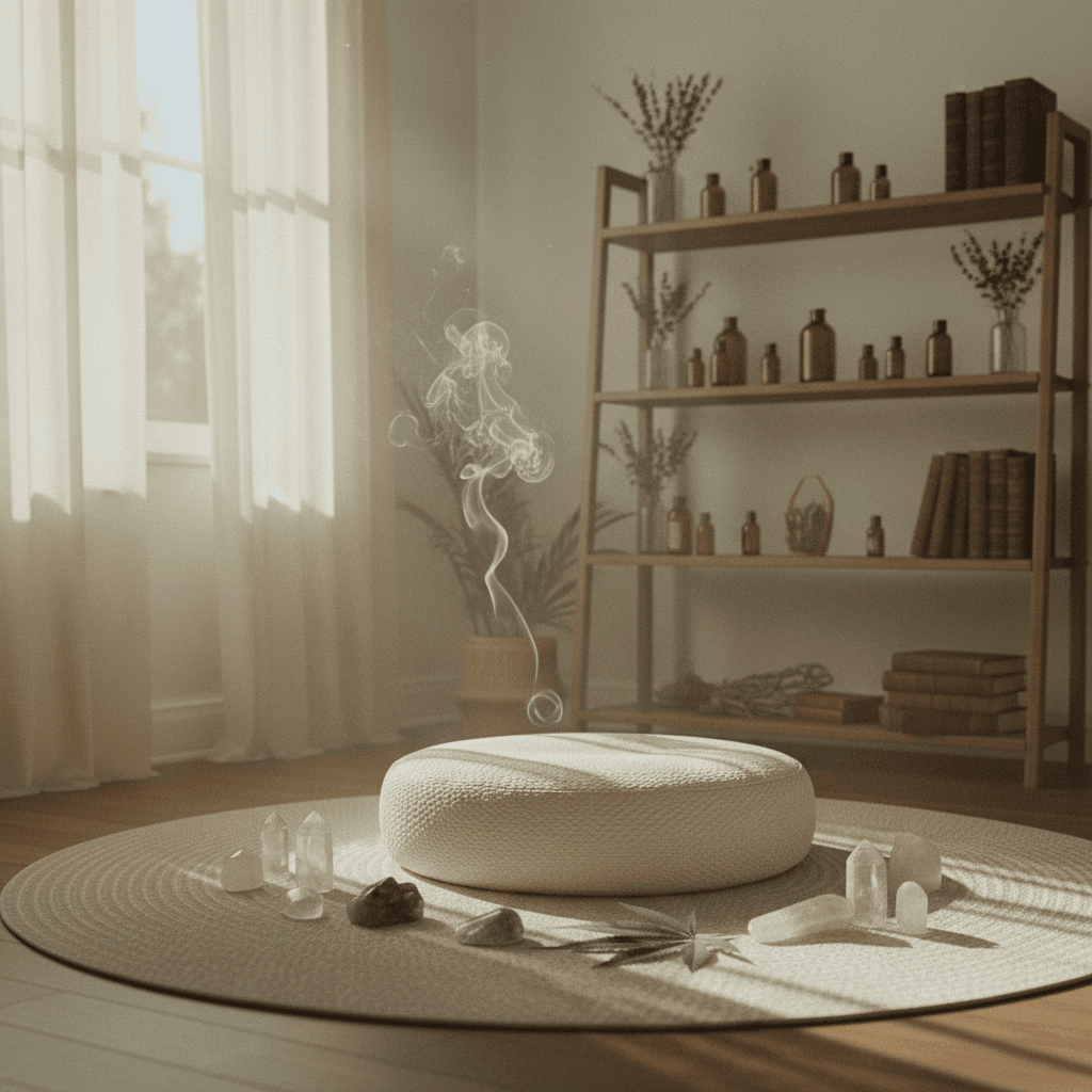 Sacred meditation space with natural light